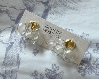 Glass Bubble Stud Earrings | Gold Plated, Handmade Statement