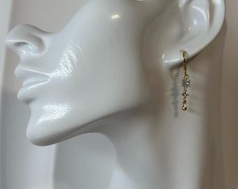 Crystal Drop Dangle Huggies| Everyday and Special Occasion | Gold Plated