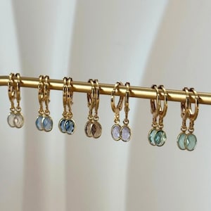 Sweet Oval Stone Drop Dangle Earring, 18k Gold Plated