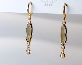 Sweet Olive Dangle Hoops| Everyday and Special Occasion | Gold, 18k Gold Plated Chain| Handmade Earring