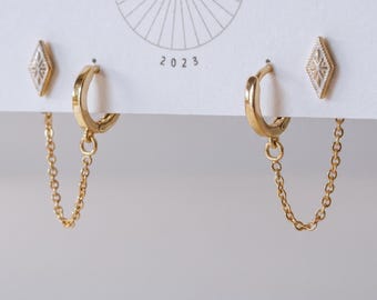 Northern Star w/ Hoop | Everyday and Special Occasion | Gold, 18k Gold Plated Chain| Handmade Earring
