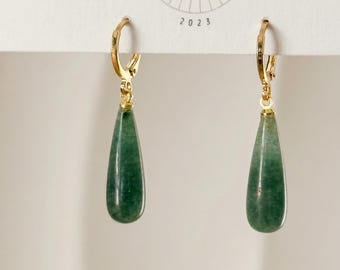 Speckled Stone Drop Dangle Earring, 18k Gold Plated