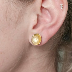 Bubble and Gold Studs with 18K Gold Plated Oyster Shell | Glass and Resin Handmade Earring