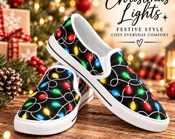 Mocasines con luces navideñas, zapatillas sin cordones para las fiestas.