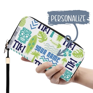 Cartera de piel sintética con cremallera y diseño Tiki personalizado, cartera de pulsera para amantes del Tiki, regalo para entusiastas del Tiki, ropa con máscara Tiki, zapatos a juego