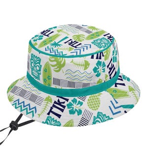 Tiki Bucket Hat: Hawaiian Print with Adjustable String
