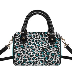 Teal Cheetah Print Faux Leather Handbag: Animal Print Purse