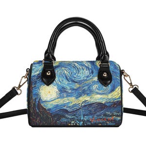 Sac à main cartable nuit étoilée Van Goghs, sac à main tendance pour professeur d'art, sac à main bandoulière unique Nuit étoilée, chaussures et sac assortis
