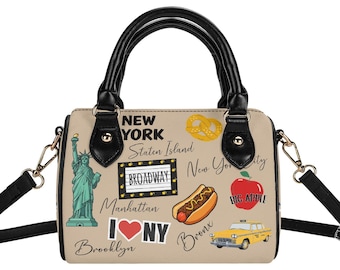 New York City Satchel Handbag, Faux Leather Crossbody Purse