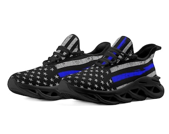 Herren dünne blaue Linie Sneakers, Law Enforcement Sneakers, Schuhe für Polizisten, LEO Bekleidung, US Flagge Low Top Sneakers, TBL Mesh Sneakers