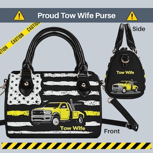 Sac à main imprimé femme de remorquage, sac à main pour femme fière de conducteur de dépanneuse, vêtements de conducteur de dépanneuse pour femme fière, cadeau femme de conducteur de remorqueur
