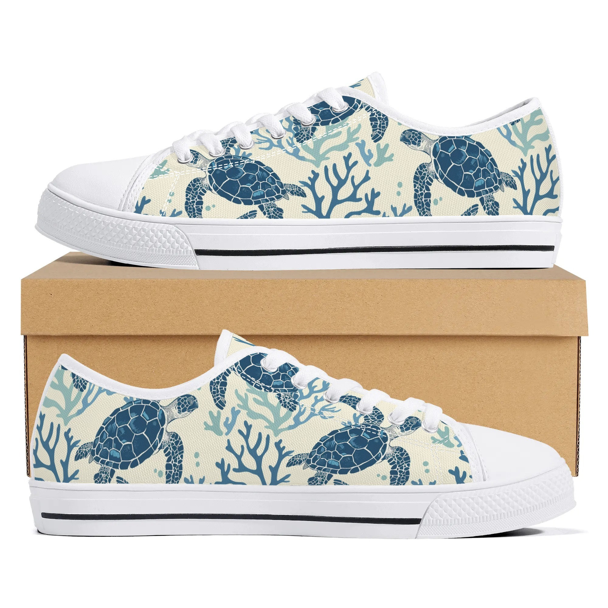 スニーカー Tennis Woman Lacet - Turtle Sneakers-SeaTurtle-BW-ROB-