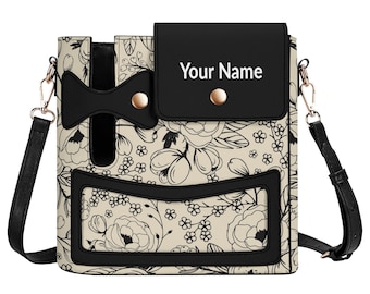 Porte-gobelet à bandoulière en similicuir : sac floral pour bouteille d'eau de 40 oz
