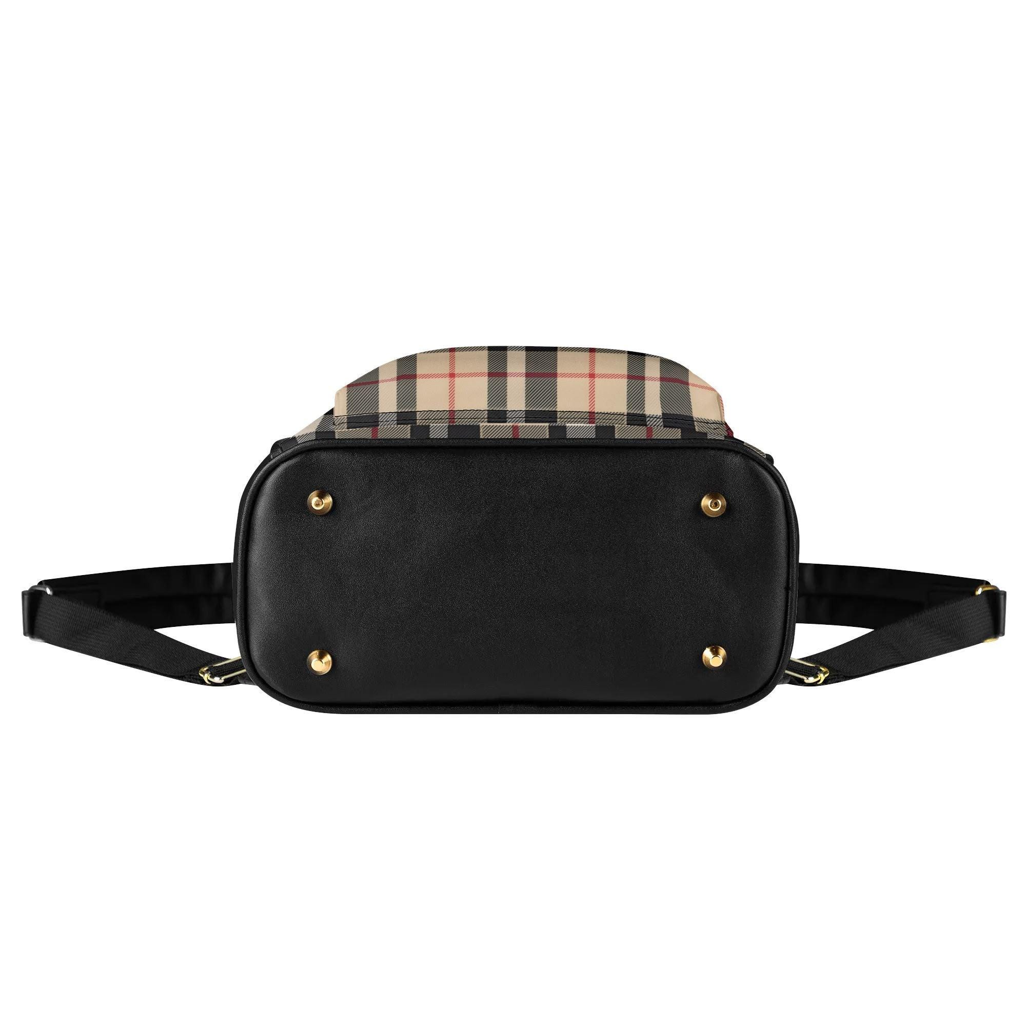 Plaid Faux Leather Mini Backpack: Stylish Travel Bag (11