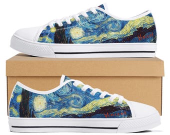 Van Gogh Starry Night Sneakers: Signed Art Lover Canvas Shoes