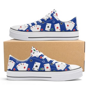 Casino Player All Over Print Shoes, Blackjack Player Sneakers, Cruise Sneakers, Lucky Gambling Shoes, Poker Chips Print Gift, Cruising Shoes