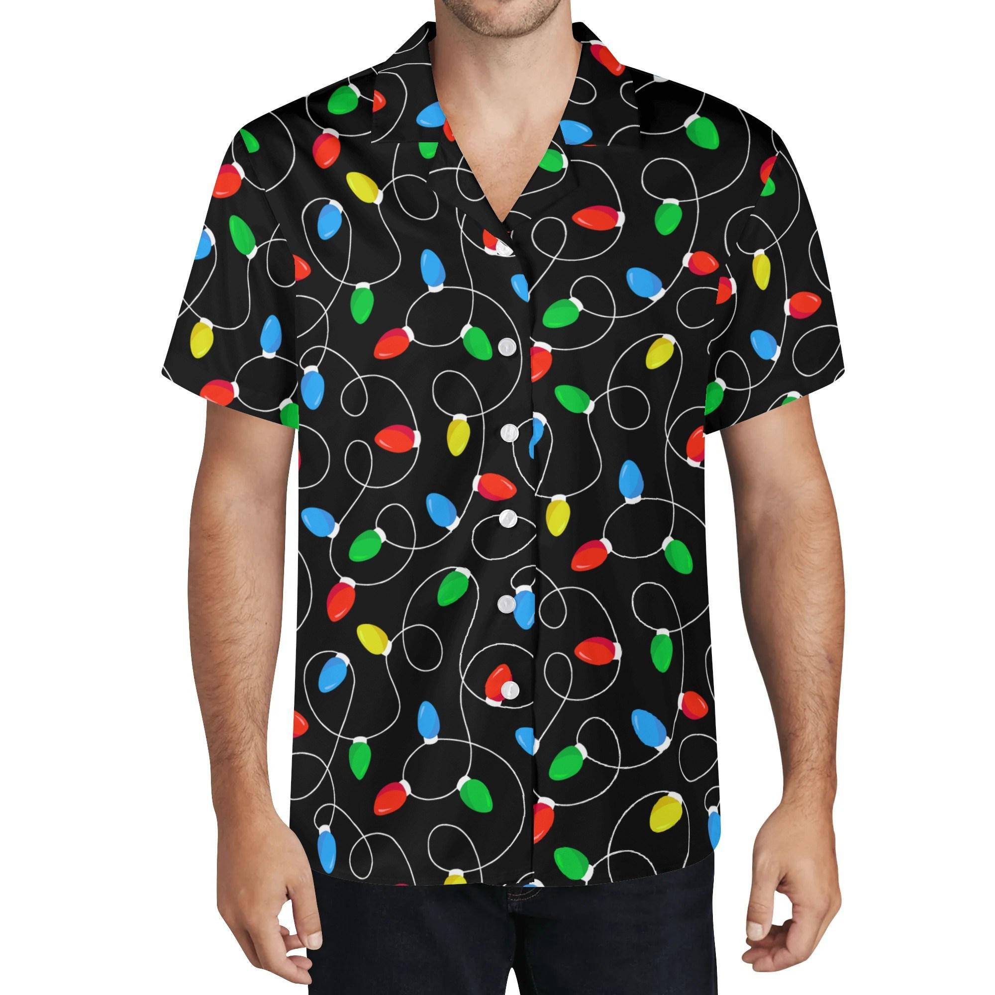 white christmas dresses Men's Christmas Print Regular Fit Black Long Sleeve Dress Shirt – Atlanl main image 1
