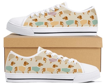 Dachshund Print Canvas Shoes: Weiner Dog Sweater Pattern