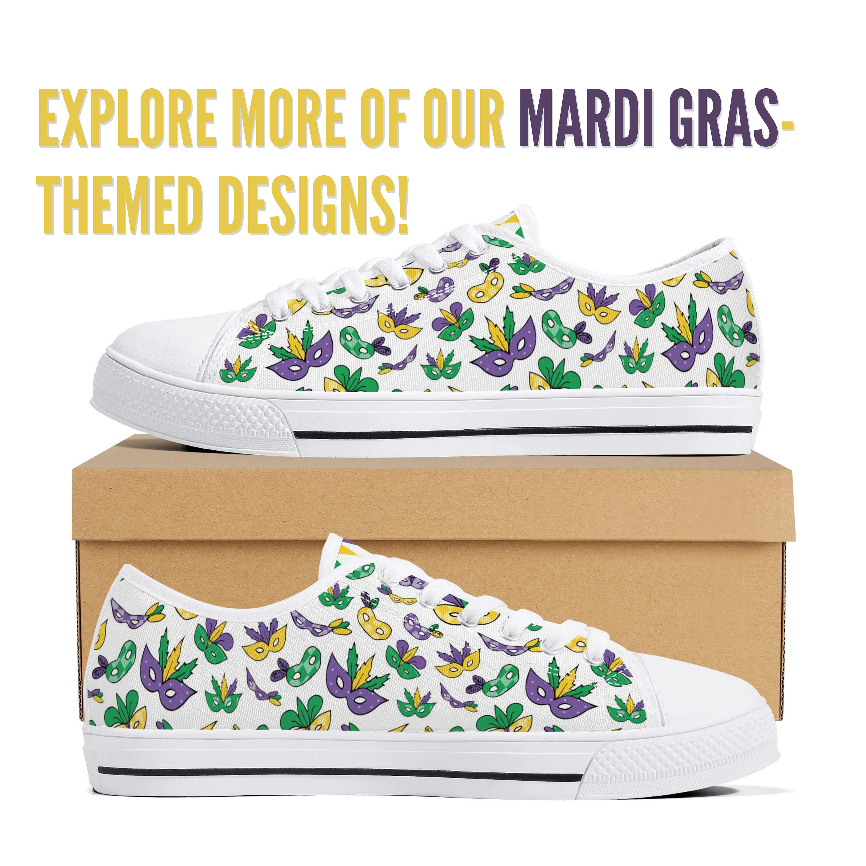 Mardi Gras Canvas Sneakers: New Orleans Party Shoes - Etsy display picture 3
