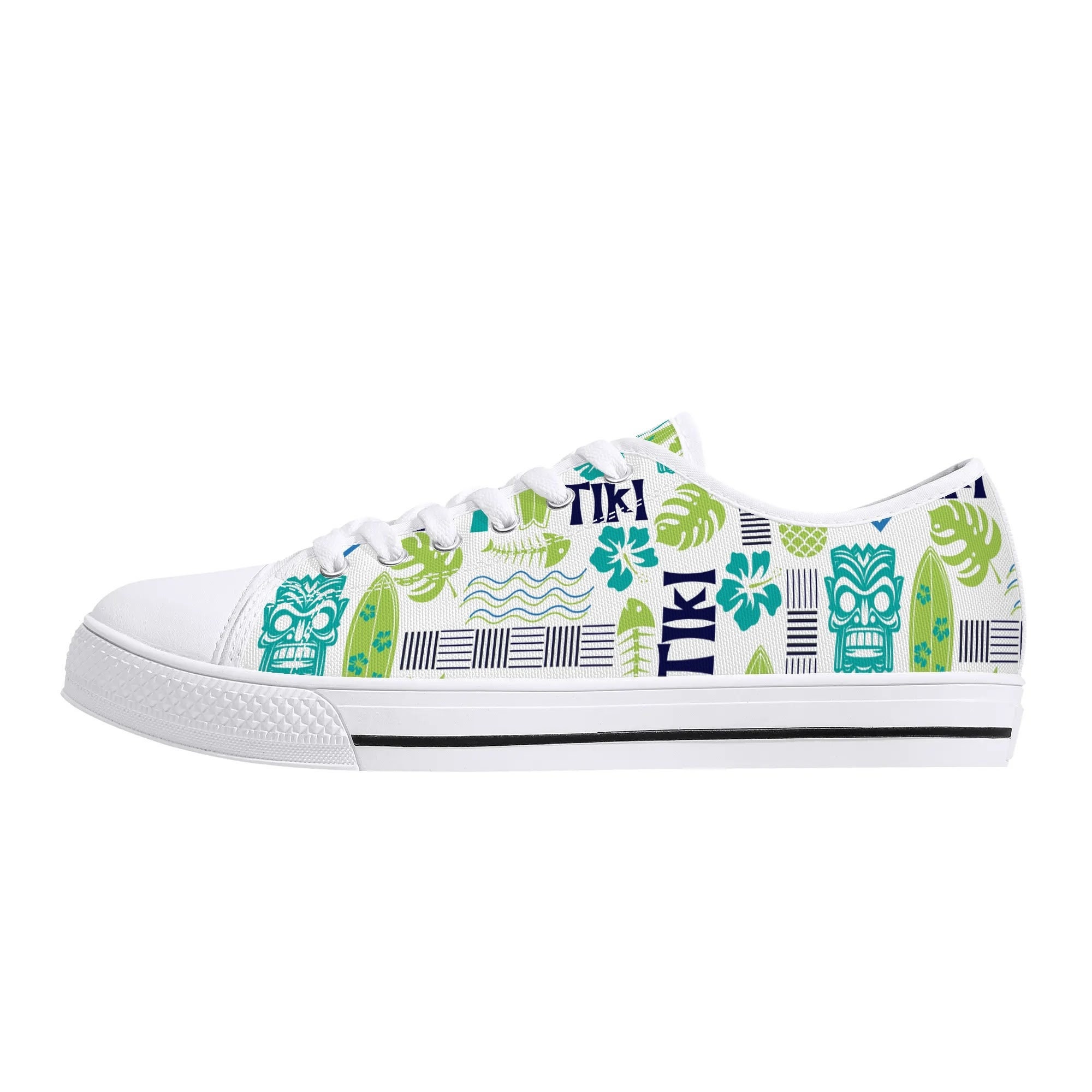 Tiki Print Canvas Sneakers: Hawaiian Floral Low Top Shoes - Etsy