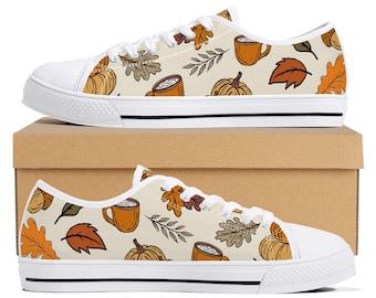 Happy Fall Canvas Sneakers: Women's Autumn Print Casual Shoes
