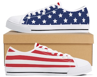 Zapatillas de lona con bandera de EE. UU.: zapatos con estrellas y rayas patrióticas