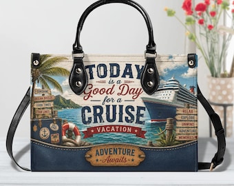 Cruise Vacation Purse, Tropical Travel Handbag, Adventure Awaits Cruise Ship Bag