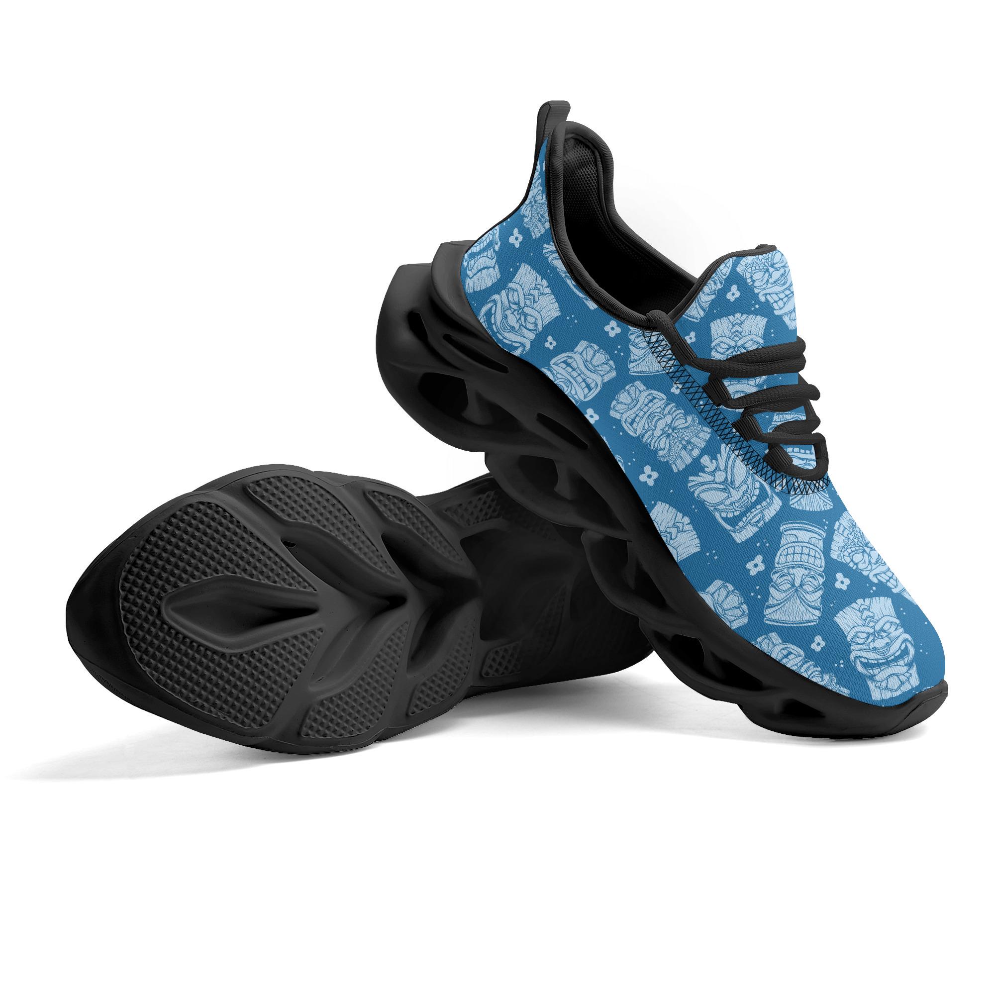Blue Tiki Mask Print Sneakers - Tropical Island Style - Etsy