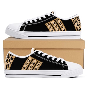 Women&#39;s Cheetah Print Low Top Canvas Shoes, Leopard Print Design Sneakers, All Over Print Shoes, Custom Made to Order, Unique Gift for Her