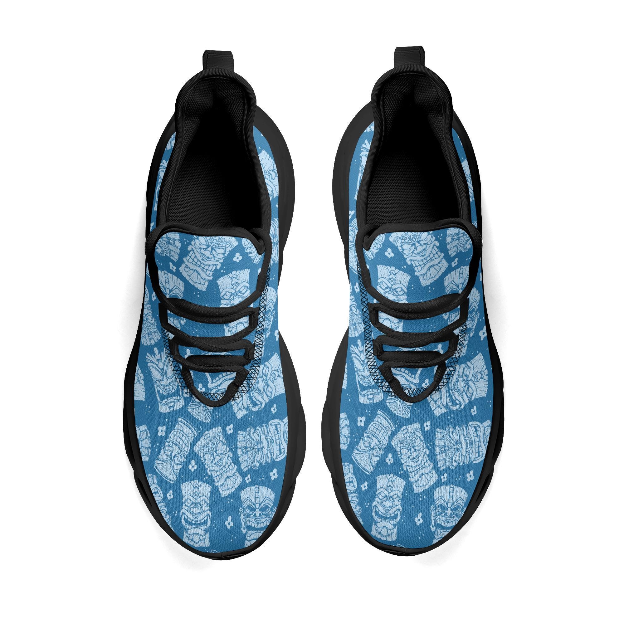 Blue Tiki Mask Print Sneakers - Tropical Island Style - Etsy