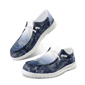 Blue Camouflage Slip-On Loafers with Modern Design Tod main image 4