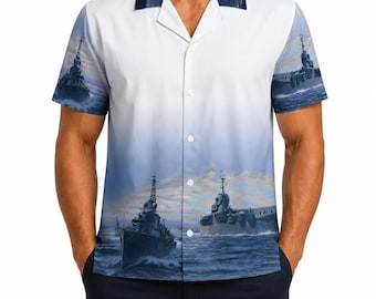 Navy Ships Hawaiian Shirt: Military Patriotic Button-Up