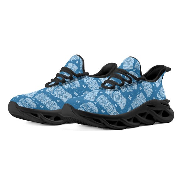 靴 tiki Blue Tiki Mask Print Sneakers - Tropical Island Style - Etsy Israel