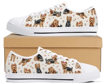 Yorkshire Terrier All Over Print Sneakers, Realistic Dog Lover Shoes