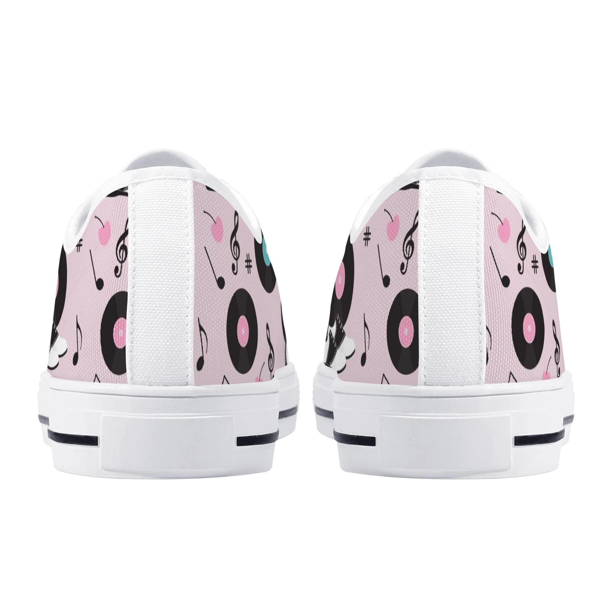 50s Rock N Roll Canvas Sneakers, Retro Musical Note Shoes - Etsy