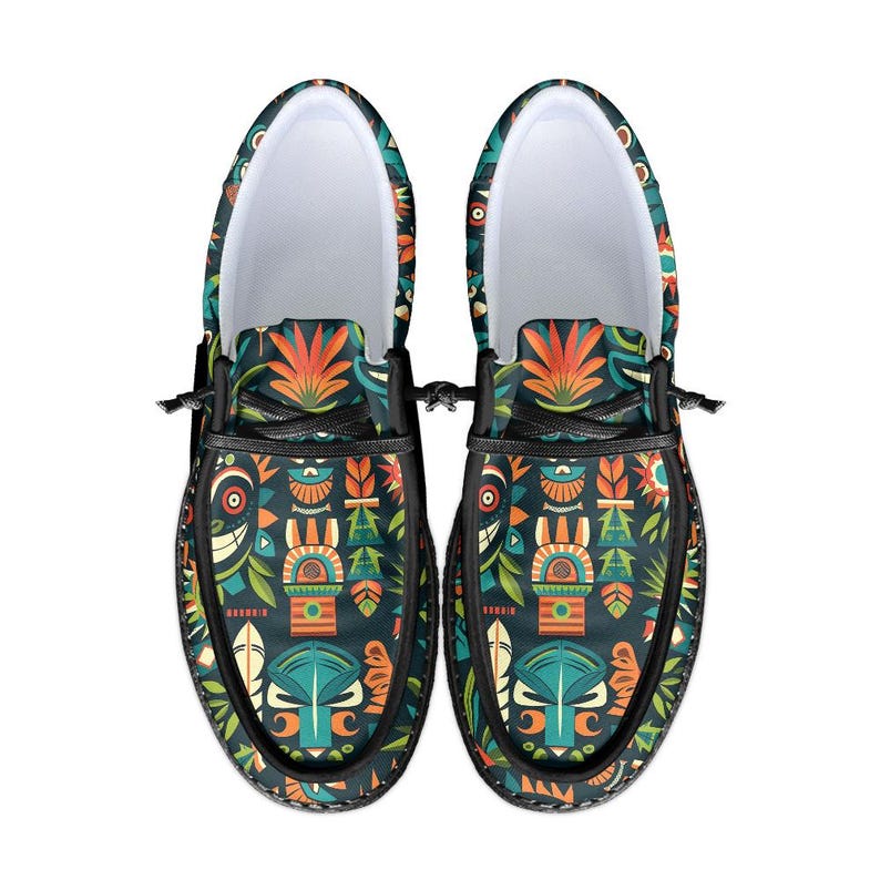 Mocassins en toile à imprimé tiki coloré - Chaussures de vacances tropicales image 5