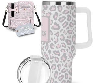Personalized Cheetah Print 40oz Tumbler with Handle & Straw