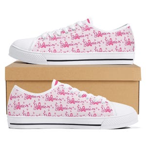 Breast Cancer Awareness Canvas Sneakers: Pink Ribbon Believe Print