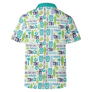 Men's Tiki Hawaiian Shirt: Tropical Surfboard Print Vacation Apparel image 5