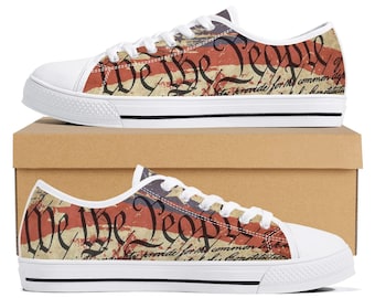 We The People Canvas Sneakers: Patriotic Constitution Print Shoes