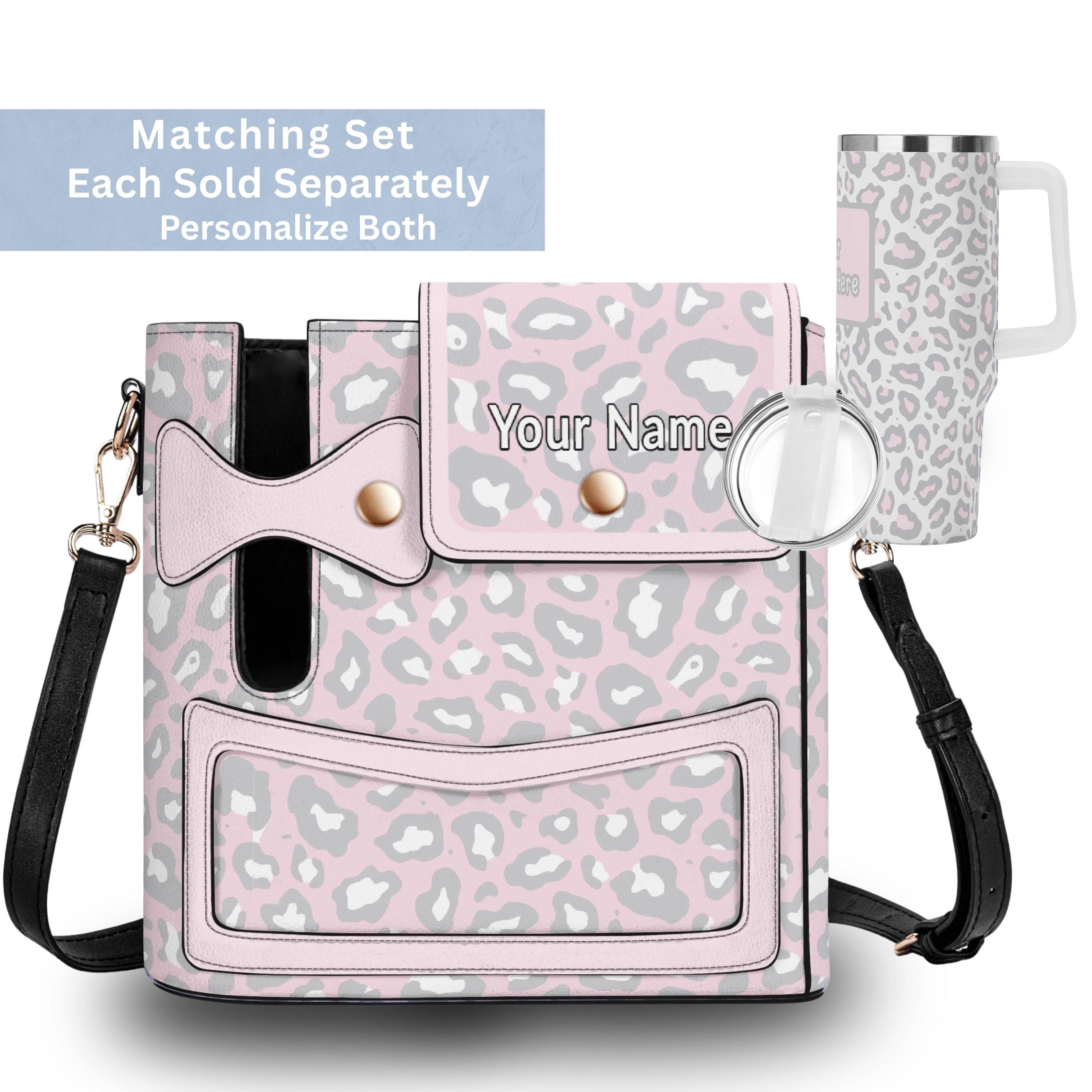 Personalized Faux Leather Water Bottle Holder: Theme Park Drink Sling