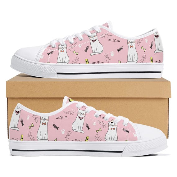Ladies Cat Lover Canvas Shoes, Cool Teacher Apparel, All Over