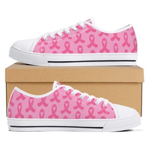 Pink Ribbon Canvas Sneakers: Breast Cancer Awareness Shoes