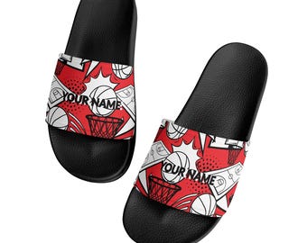 Personalized Basketball Slides: Custom Cartoon Sandals, Kids Beach & Pool Slippers