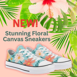 Floral Print Canvas Sneakers: Women&#39;s Low Top Custom Shoes