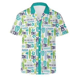 Men's Tiki Hawaiian Shirt: Tropical Surfboard Print Vacation Apparel image 4