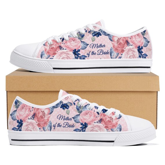Vintage Pink Rose Canvas Sneakers: Victorian Floral Print Bridal