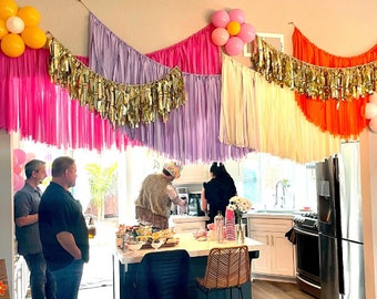 Party Backdrop, Fringe Decor, Retro Supplies, Birthday Celebration, Bachelorette Party, Baby Shower Gift