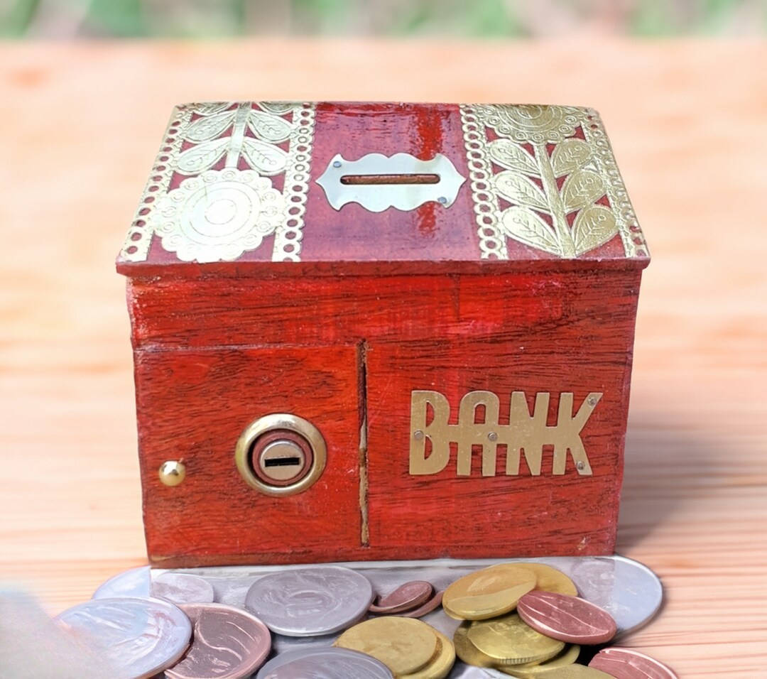 Wooden Money Bank Coin Saving Box Piggy Bank Gifts for Etsy