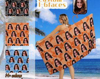 Custom Beach Towel, Beach Towel With Face, Pool Towel with Photo, Custom Photo Face Beach Towel, Personalized Beach Towel With Picture